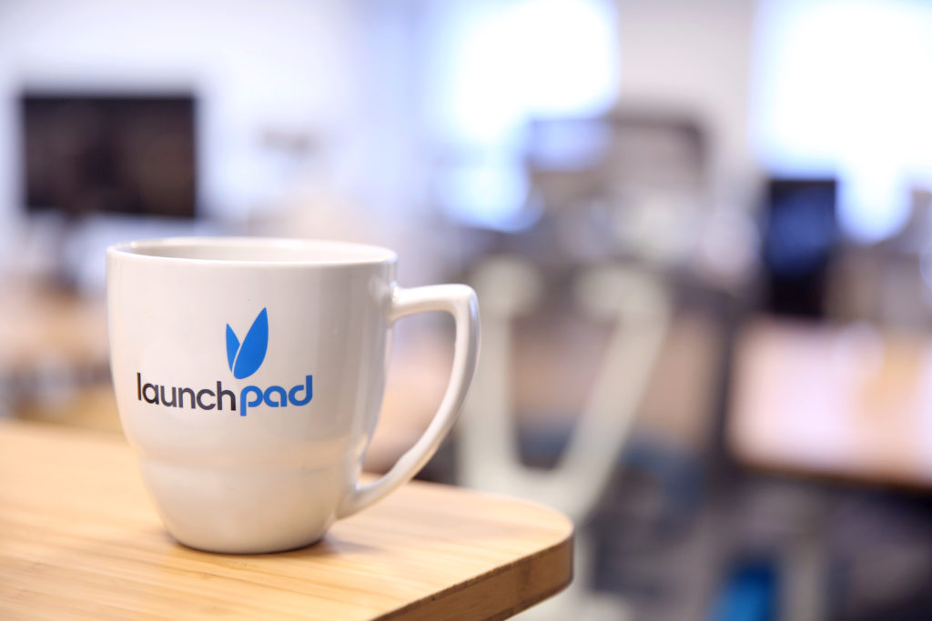 Photo of mug with launchpad logo