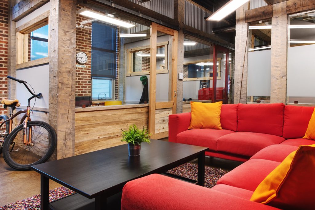 A lounge area at CO Workspace