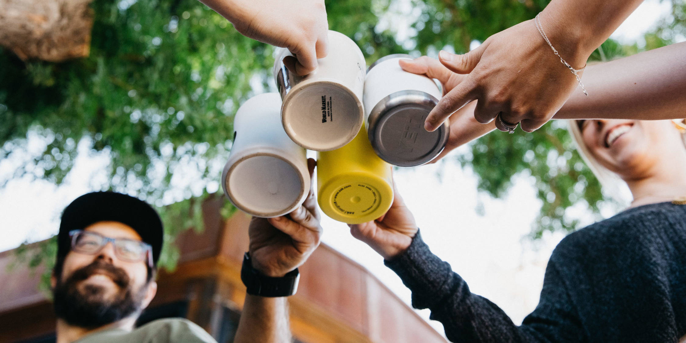 A coworking coffee cheers
